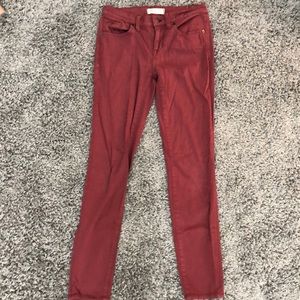 Burgundy skinny dress pants